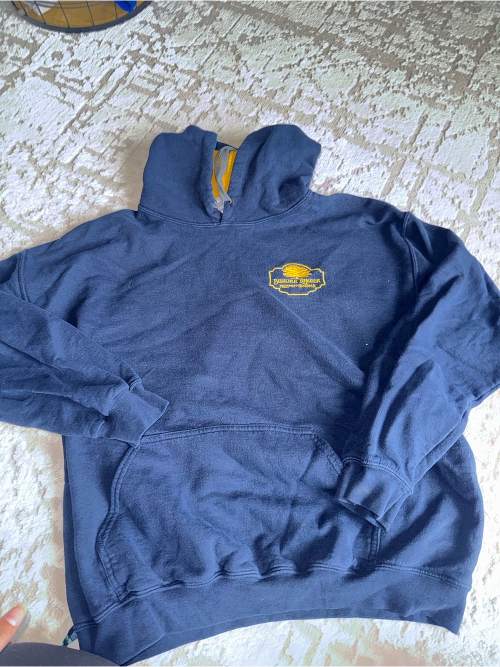 Men's Navy Hooded Sweatshirt with Yellow Crest